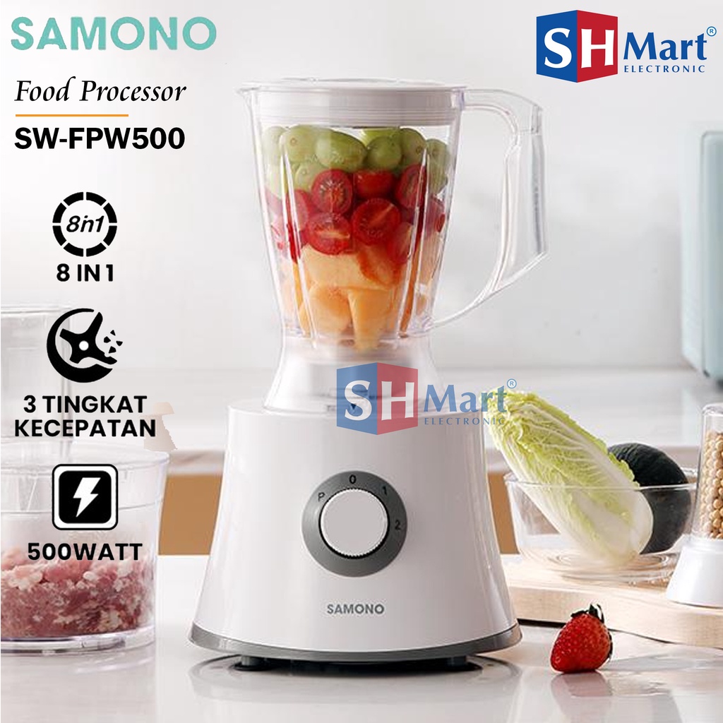 SAMONO BLENDER PLASTIK 8 IN 1 MULTIFUNGSI FOOD PROCESSOR DAN FOOD CHOPPER PENGGILING DAGING SW-FPW500