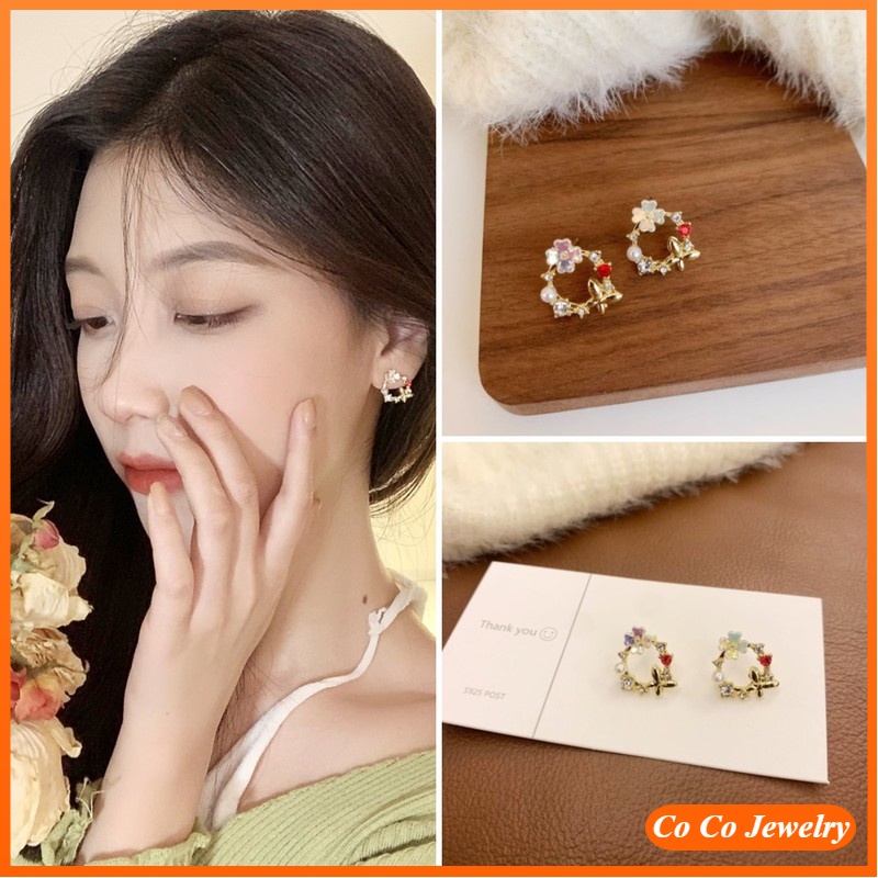 Co Co Anting Tusuk Silver 925 Desain Bunga Untuk Wanita