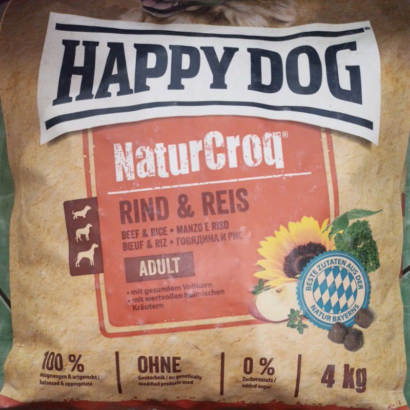 happy dog NaturCroq Rind &amp; Reis Beef 4kg / makanan anjing happy dog beef