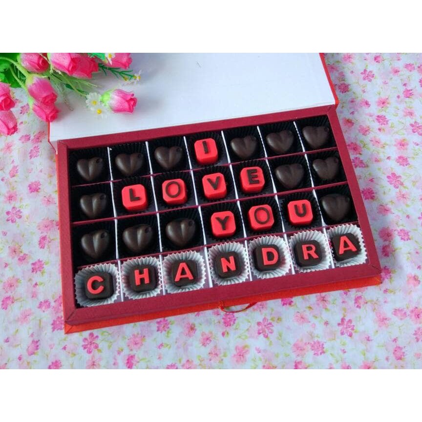 

Coklat Ucapan / Cokelat box / coklat valentine (hardcase box 28 sekat)