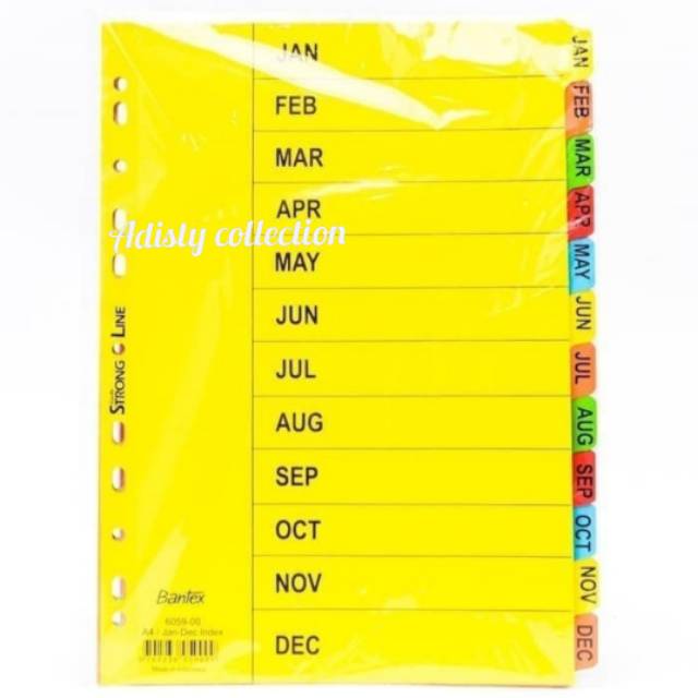 

Divider Bantex A4 Bulan 12 Tab 6059