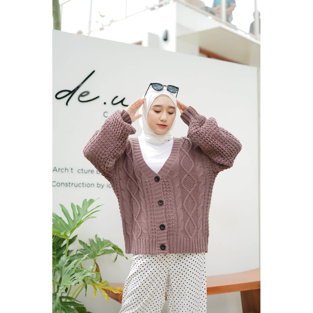 Sophia Cable Cardi Oversize Premium / Cardigan Rajut Oversize