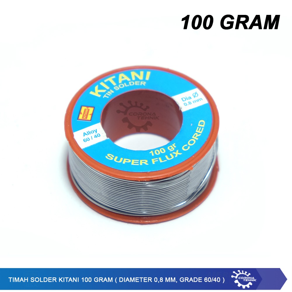 Timah Solder Kitani 100 Gram ( Diameter 0,8 mm, Grade 60/40 )