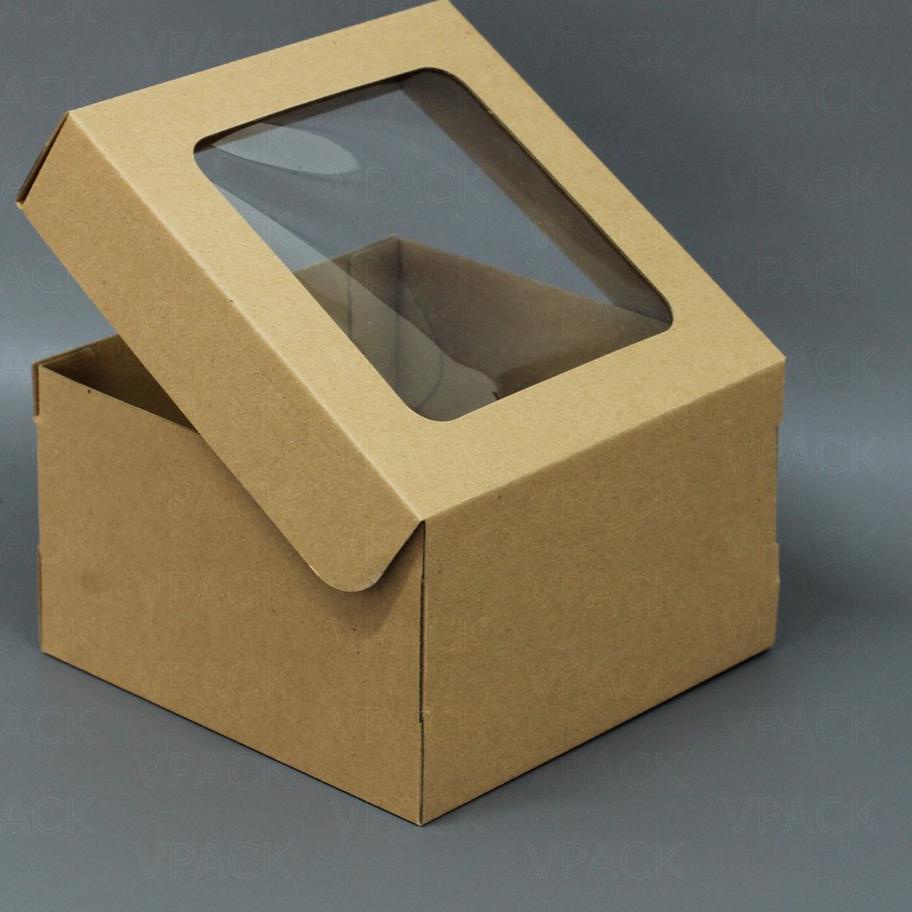 

Kirim Langsung ✸ Kotak Kue Karton Box Kraft Jendela Mika Packing Kardus Cake Bolu Roti..