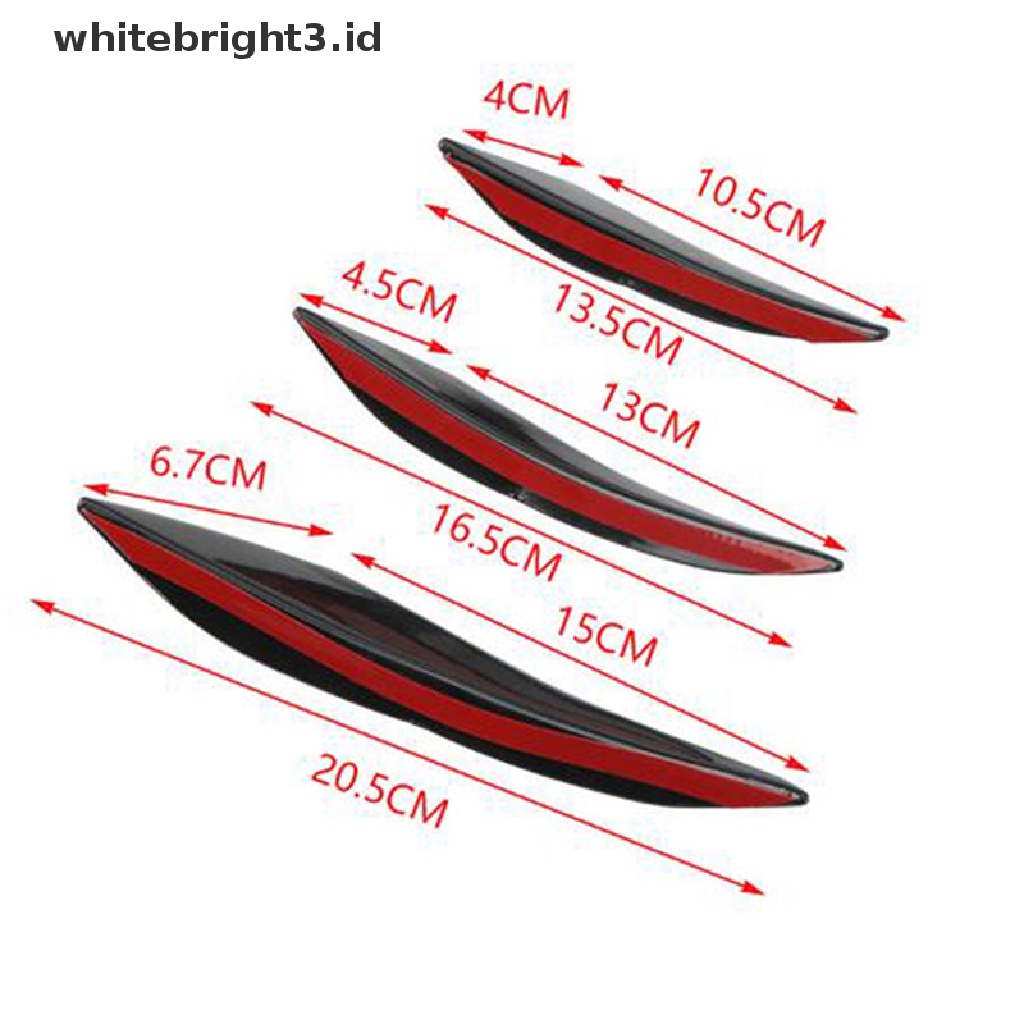 (whitebright3.id) 6pcs Sirip Spoiler Bumper Depan Mobil Warna Hitam Glossy