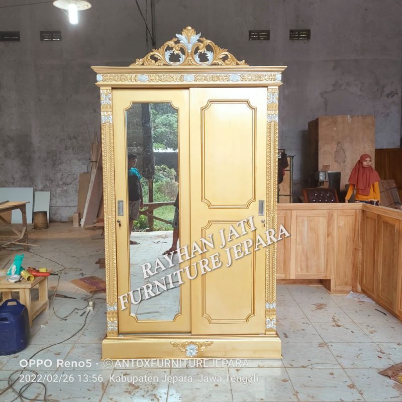 lemari pakaian jati pintu sliding mebel Jepara