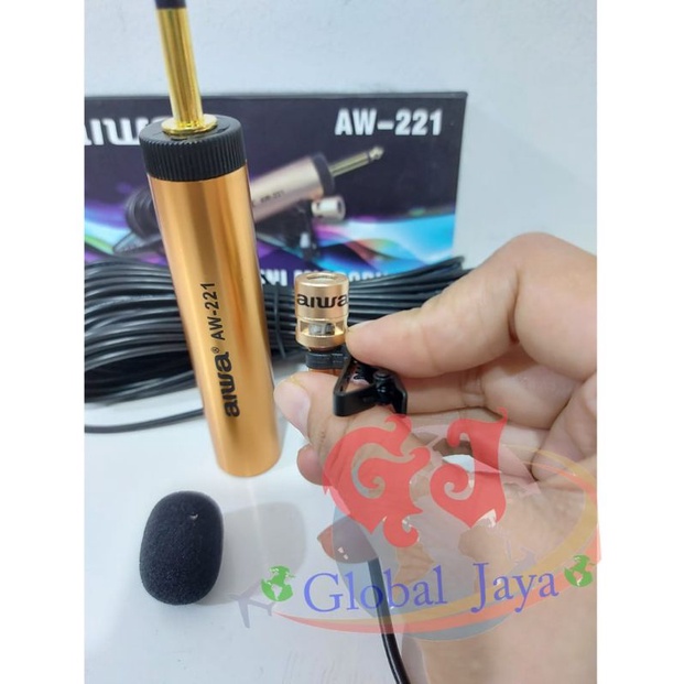 mic jepit aiwa AW221 free kabel 11m mic clip on aiwa AW 221 mic kancing baju mic imam mic condensor mic jepit baju murah good quality