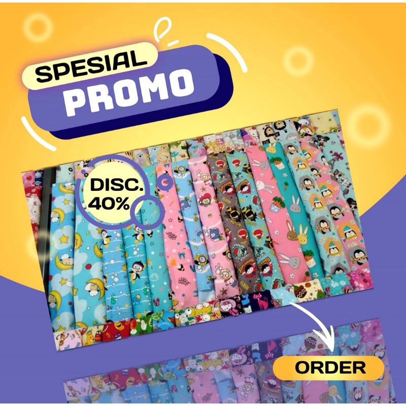 KAIN SPREI MOTIF KARAKTER TABUR | BED COVER | PIYAMA | DISPERSE POLYMICRO
