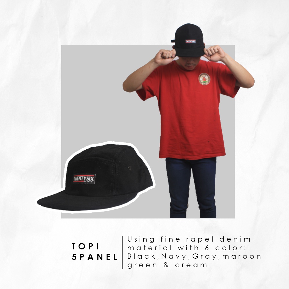Topi 5 panel distro PREMIUM ORIGINAL pria cowok cewek murah terlaris warna HITAM bkn thanksinsomnia