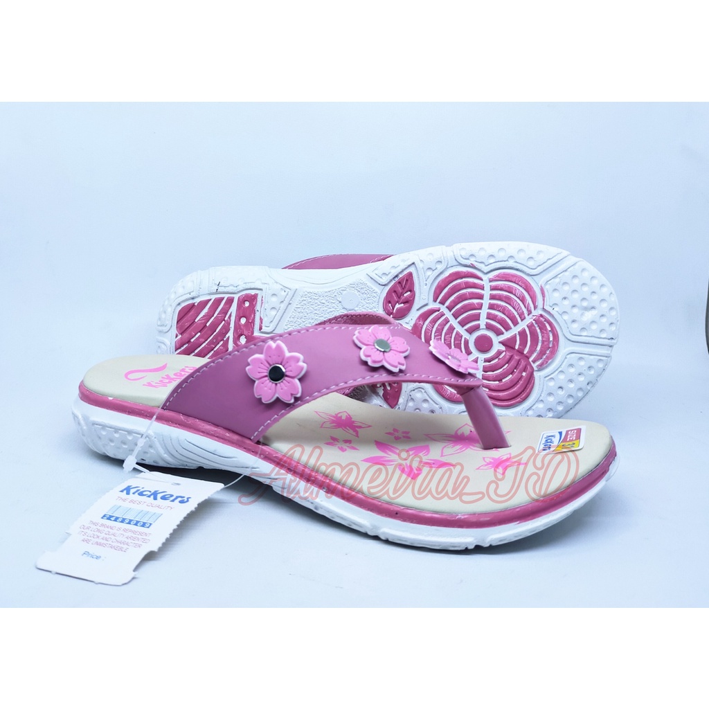 Sandal Jepit Anak Perempuan Kickers Motif Bunga Cantik | Sandal Import | Sandal Elastis