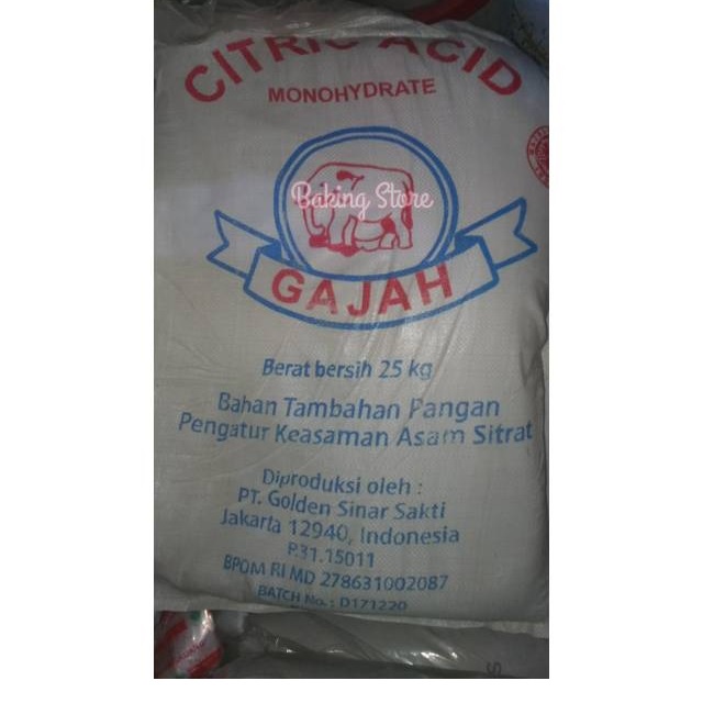 Citrun - Citric Acid Cap Gajah 25kg - Gosend/Grab Only!!! !!