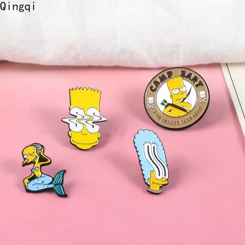 Bros Pin Enamel Desain Karakter Kartun Simpson Family Gaya Vintage Untuk Koleksi Topi