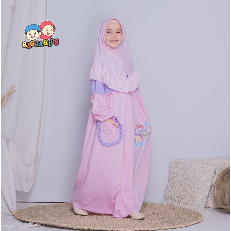 Baju Muslim Anak Perempuan RG53 Usia 1-13TH | RAGGAKIDS Kaos dress anak perempuan syari import kekin