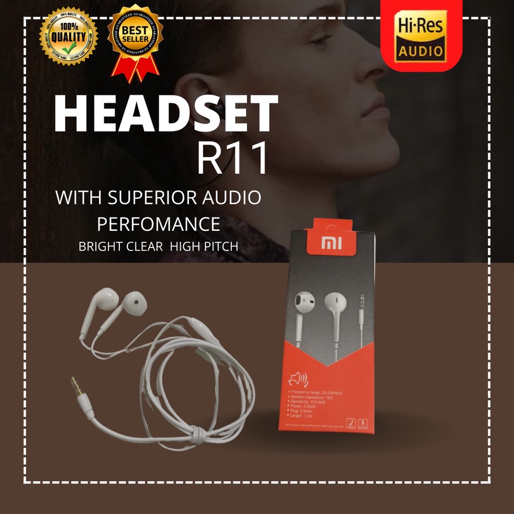 HEADSET / HANDSFREE XIAOMI TIPE R11 bisa dipakai semua tipe hp