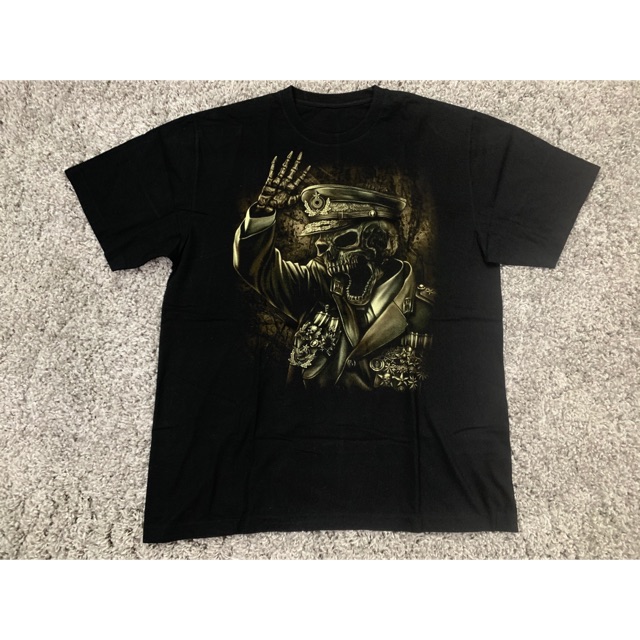 Baju Kaos Tshirt Skull Army Vintage Original