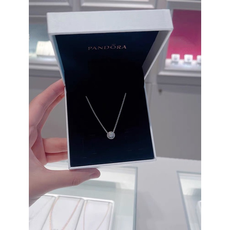 Pandora Kalung 925 Silver Cubic Zirconia Dengan Liontin Berlian Untuk Wanita