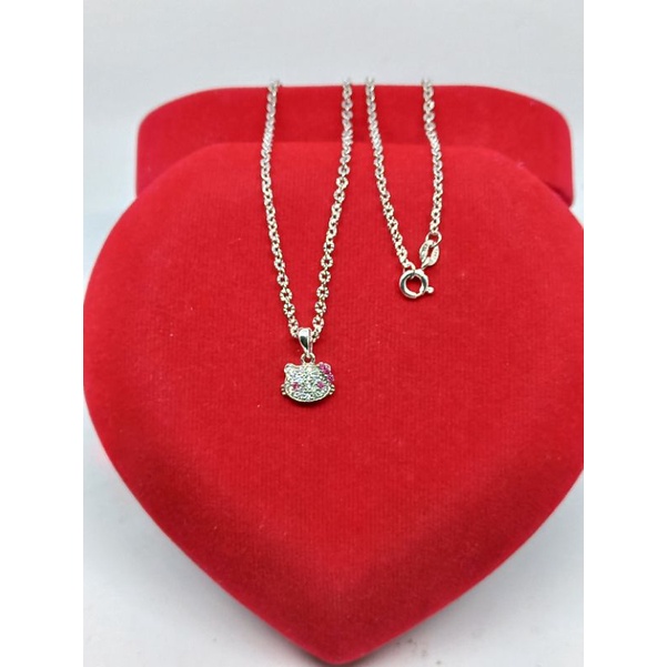 kalung anak perak asli lapis emas/kalung anak nori ukir+liontin hellokity/kalung anak asli silver 925/kalung fashion anak wanita