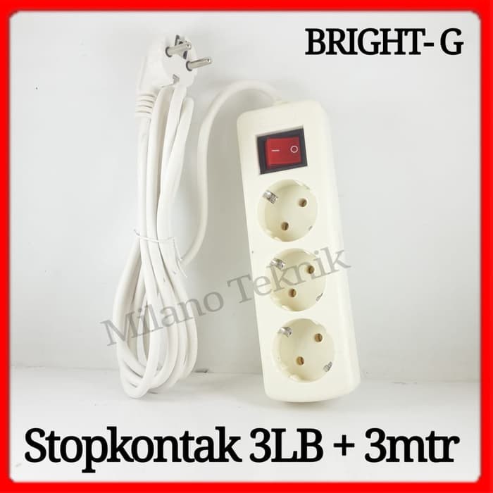 Stopkontak 3lubang + 3 mtr socket ON OFF terminal kabel stop kontak