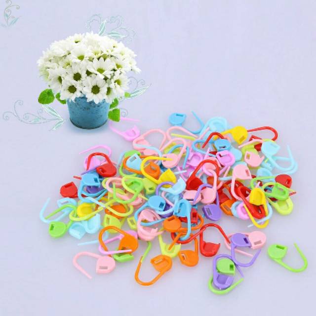 Peniti plastik/marker penanda rajut/locking stitch marker 100pcs