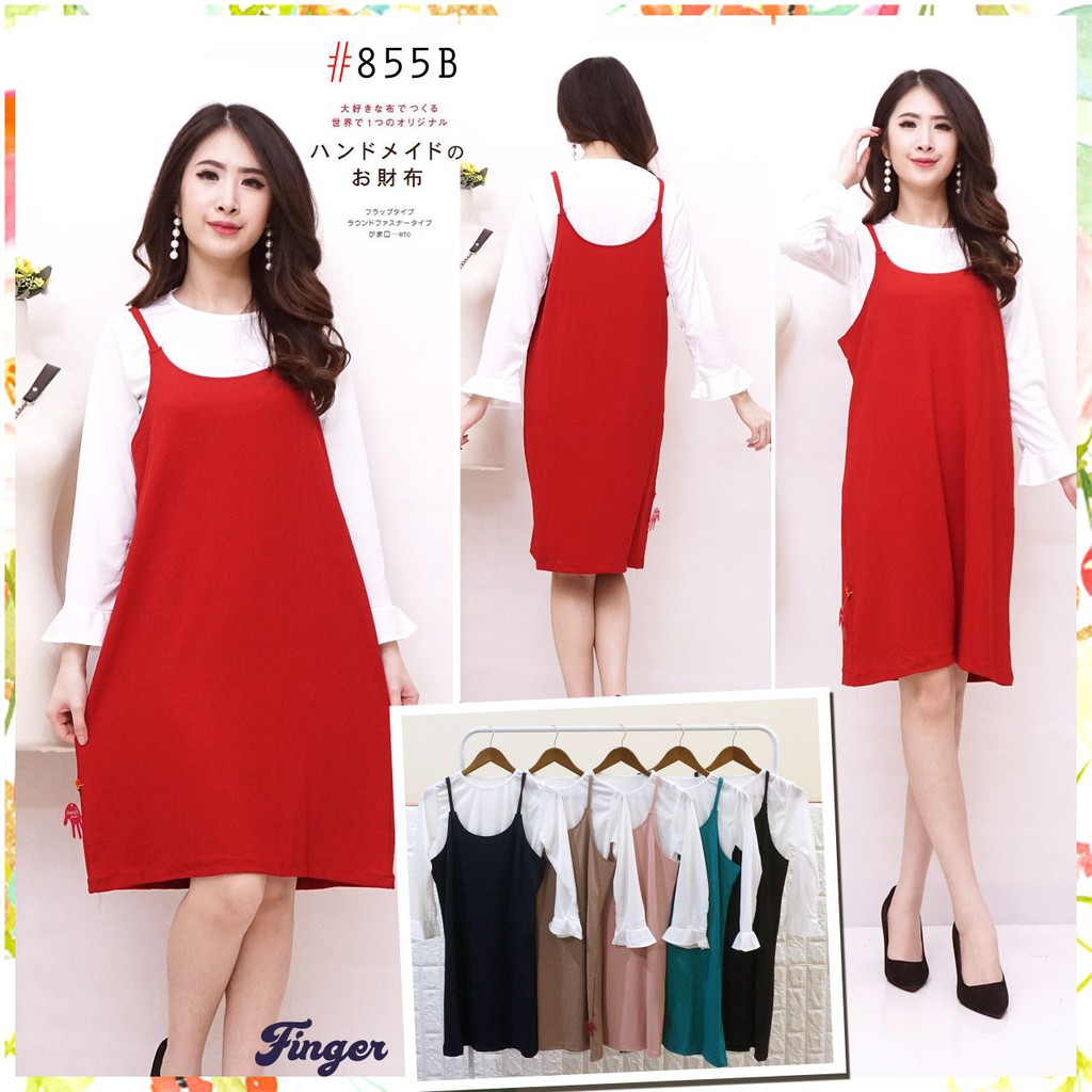 JakartaFashion - dress overall 2 set bahan codoray tebal loose simple adem lembut free inner