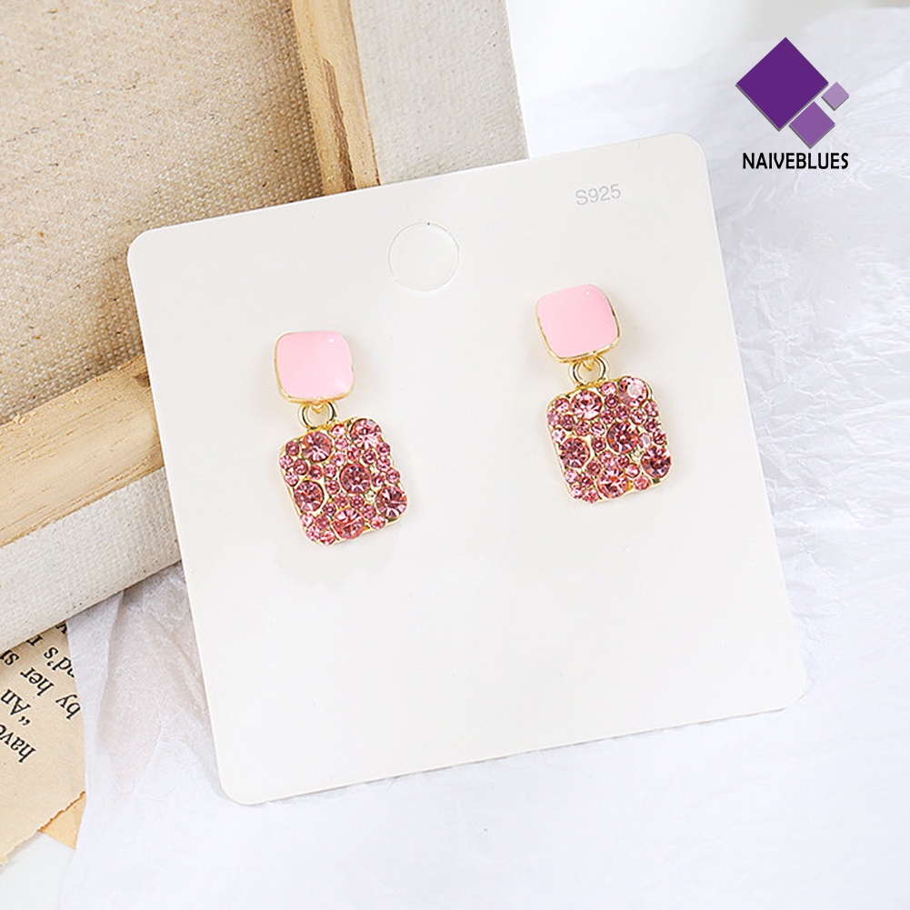 Anting Stud Bentuk Hati Persegi Geometris Gaya Elegan Untuk Wanita