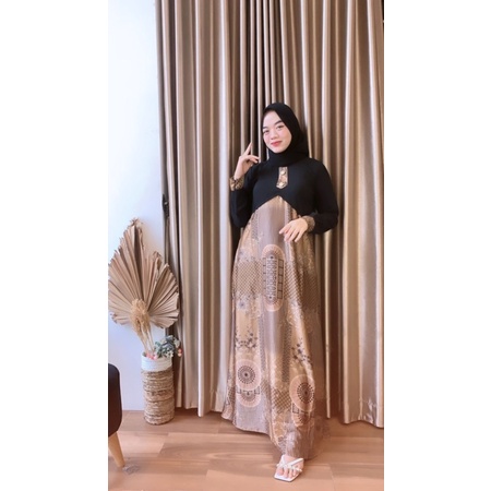 Dress Hitam kancing gold 5077