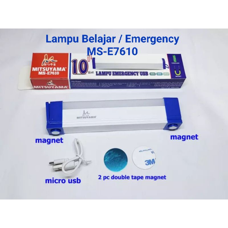 Lampu T5 Emergency 10w MS-E7610 Lampu belajar MITSUYAMA