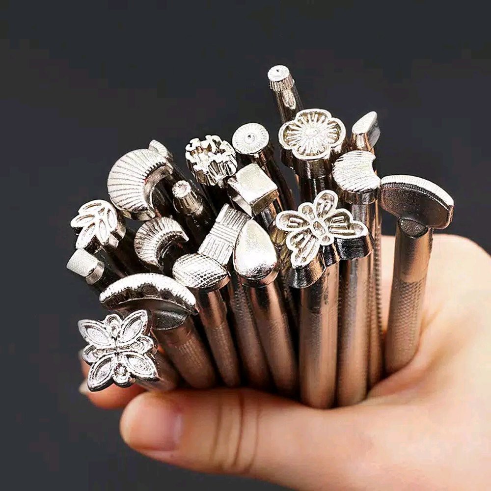 

Set 20Pcs Peralatan Stick Stempel Pembuat Emboss Kulit leather tools