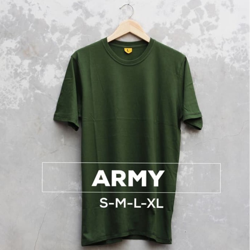  KAOS  POLOS COTTON COMBED 30s WARNA  ARMY  HIJAU ARMY  Size S 