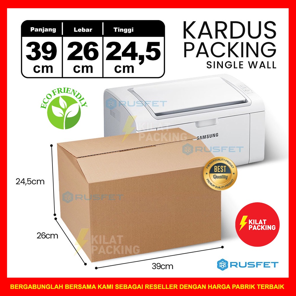 

KARDUS PACKING RUSFET / DUS KARTON BOX PACKING / BOX KARDUS BARU COKLAT POLOS SATUAN - 39 X 26 X 24,5