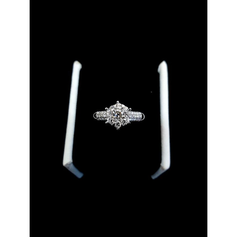 cincin lotus besar emas putih berlian asli