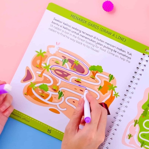 WIPE CLEAN Worksheet Buku Anak Aktivitas Pertamaku TK PAUD Menulis Berhitung