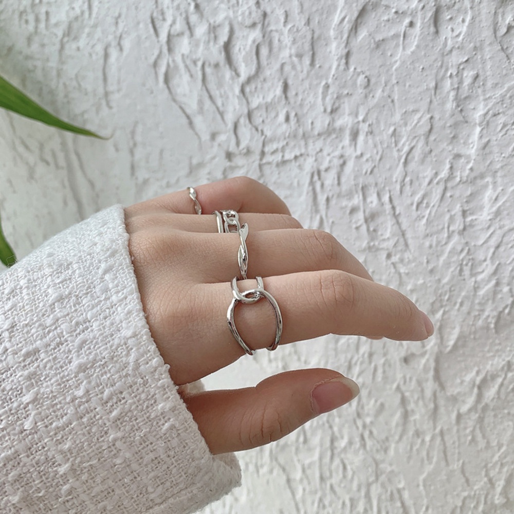 Mxbeauty Cincin Jari Telunjuk Model Terbuka Bentuk Simpul Geometris Warna-Warni Metalik Dapat Disesuaikan Gaya Retro