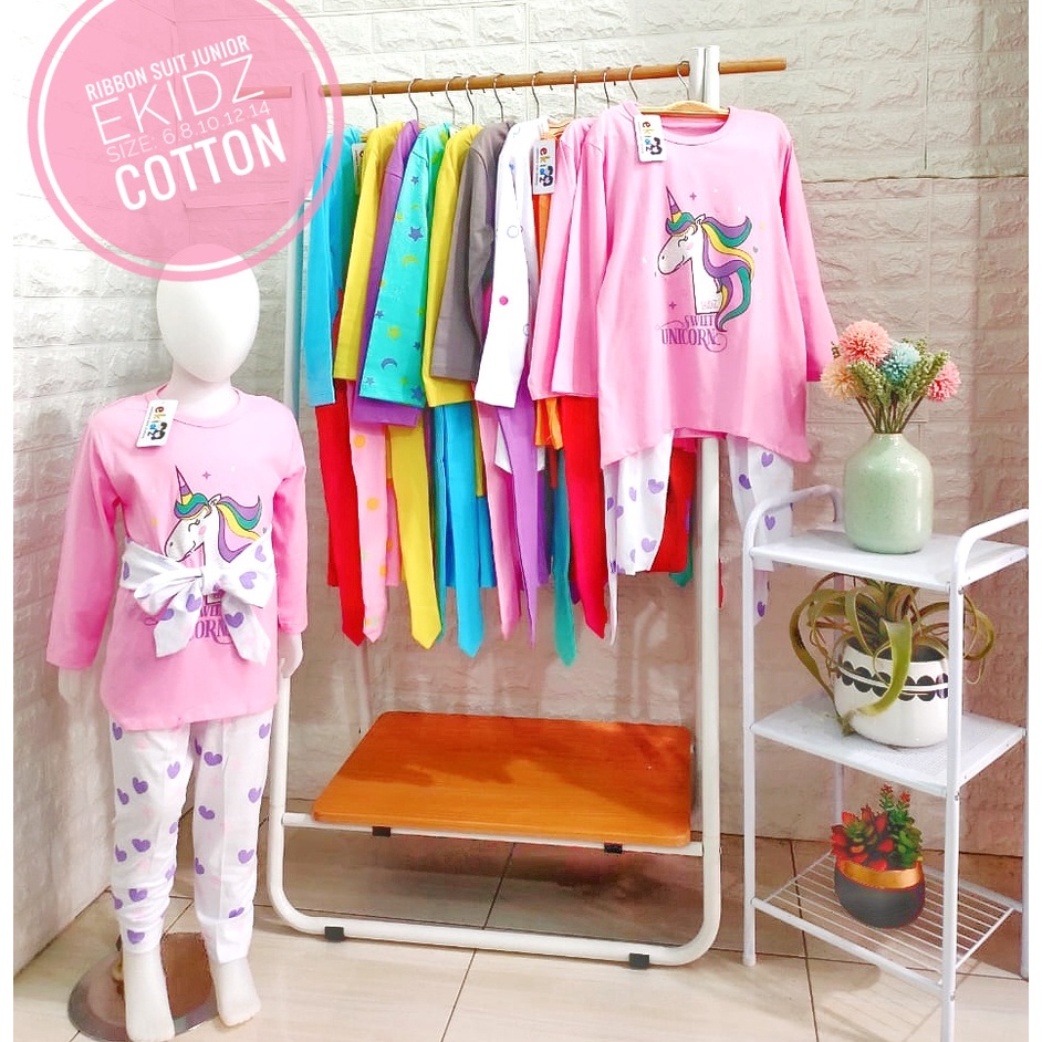 Setelan Ribbon Suit Junior / Setelan Anak Perempuan / Grosir Kaos Anak Medan / Baju Tidur / Piyama