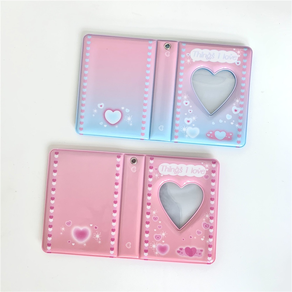 3 Inch Mini Photo Album 40 Kantong Kpop Idol Idol Card Holder Gradient Color Pink Heart Photocard Collect Book