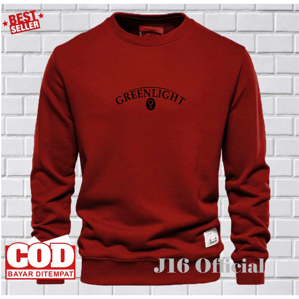 GREENLIGHT CREWNECK Sweater Oblong Pria Wanita Bahan Fleece Tebal