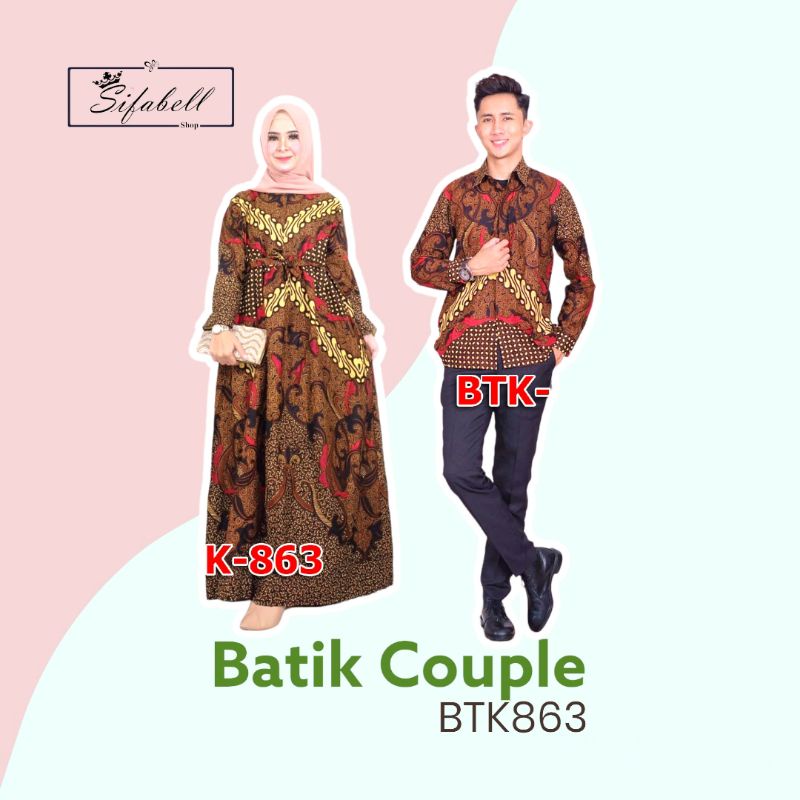 SETELAN BATIK JOGJA BTK863 / GAMIS BATIK COUPLE JOGJA