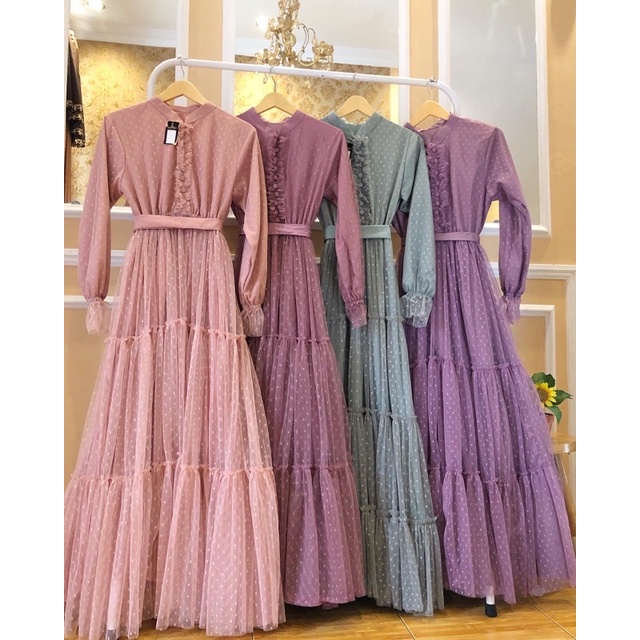 (Po) gaun tile dotty + khimar syar’i