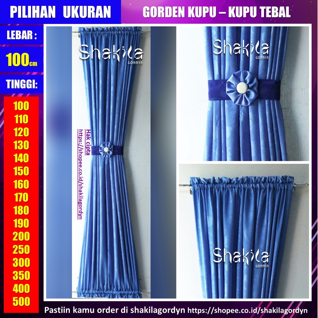 Gorden Kupu Kupu IKat Minimalis Biru Muda Polos Tebal