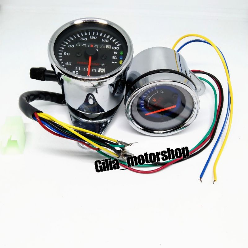 paket Kilometer Indikator Plus Speedometer Amper Bensin Jarum Fuel meter Bensin Universal Motor