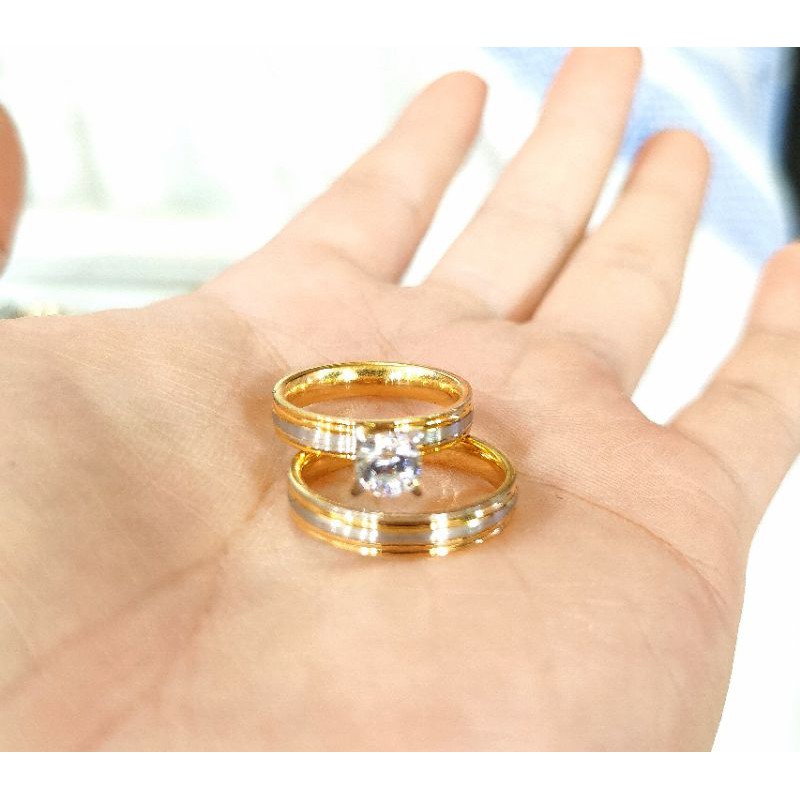 Cincin titanium permata cantik untuk wanita dan pria