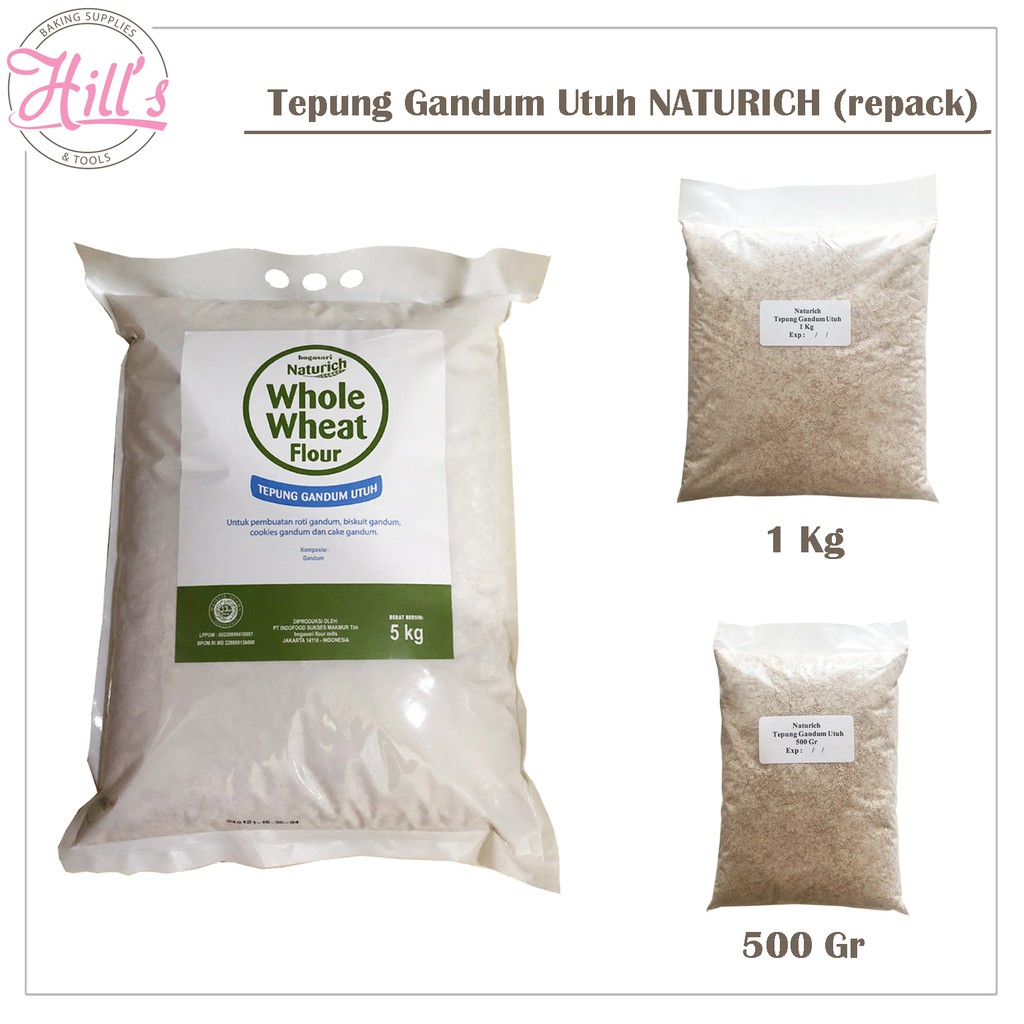 

PROMO MURAH !!! TEPUNG GANDUM UTUH NATURICH BOGASARI 500GR & 1KG / WHOLE WHEAT FLOUR 500 GR & 1 KG