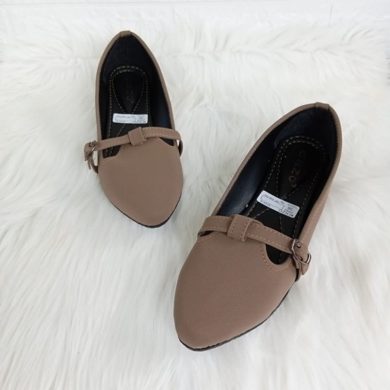 Sepatu Balet Wanita Simple Unik Kekinian Viral Flatshoes Terbaru Model Gesper Bisa COD FLASH SALE