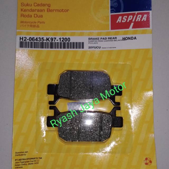 Kampas rem/dispad belakang For PCX 2017-2020 aspira Astra Otoparts