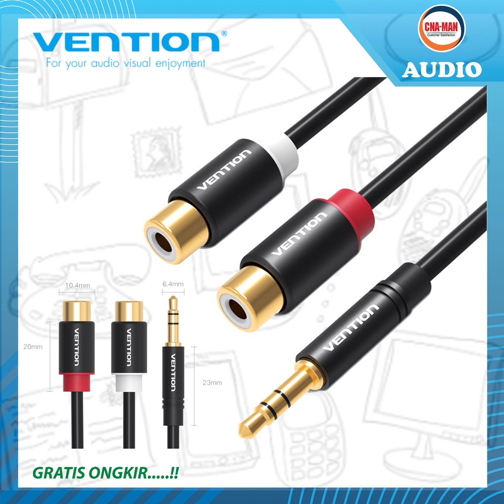 Vention R02 Kabel Aux Audio Splitter 3.5mm Male to 2 RCA Female