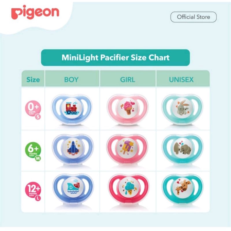 PIGEON Minilight Pacifier size S Empeng Bayi Anak Kemasan 1pc