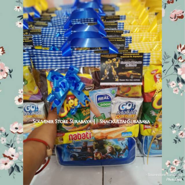 Souveni Ulang Tahun Anak / Paket Ultah / Souvenir Tepak Pensil / Souvenir Snack Surabaya / Bingkisan