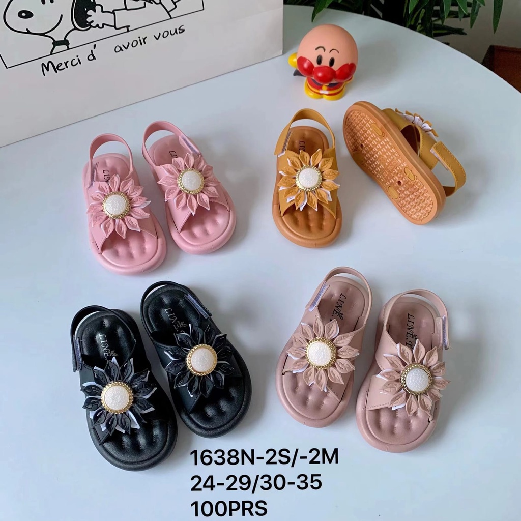 SANDAL ANAK PEREMPUAN DENGAN BUNGA MATAHARI MERK NEW LINE T.X 1638N-2S UK 24/35 SANDAL ANAK PEREMPUA