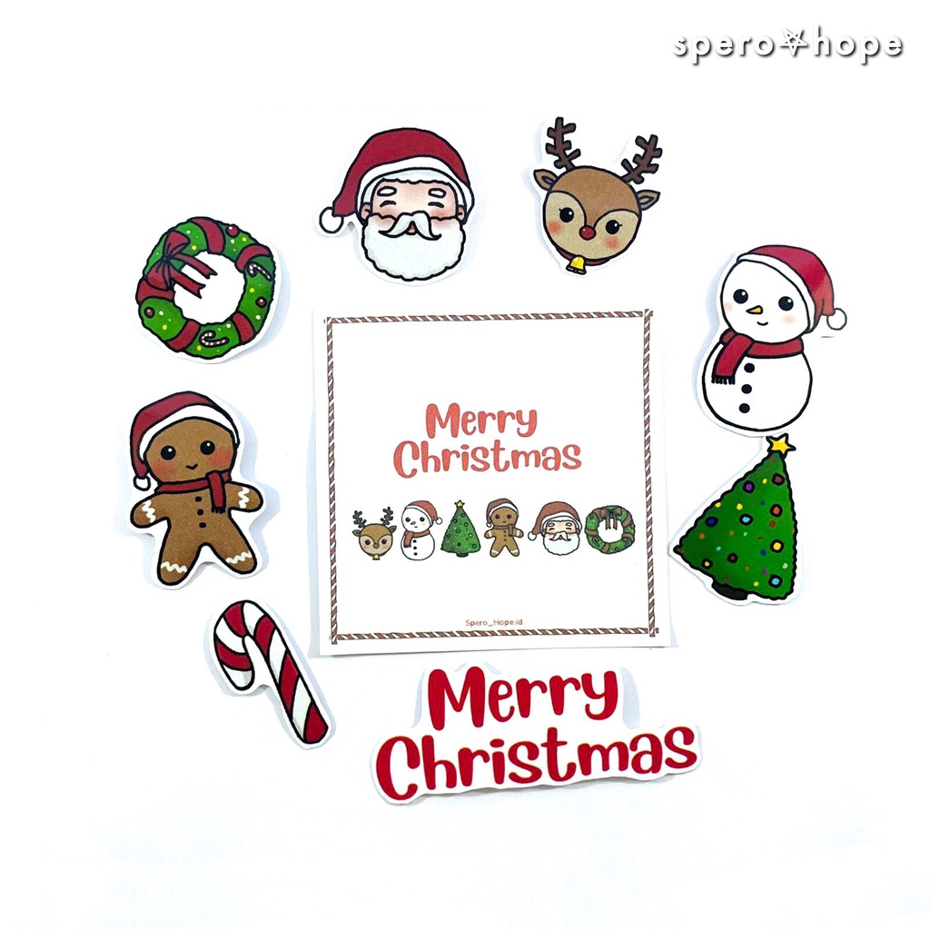 

SPEROHOPE - #NATAL Isi 8 pcs Stiker Pack Natal Cute Aesthetic Sticker Laptop Sticker Christmas DIY Diary Sticker Jurnal BUJO Planner Deco Stiker Hias Stiker Laptop