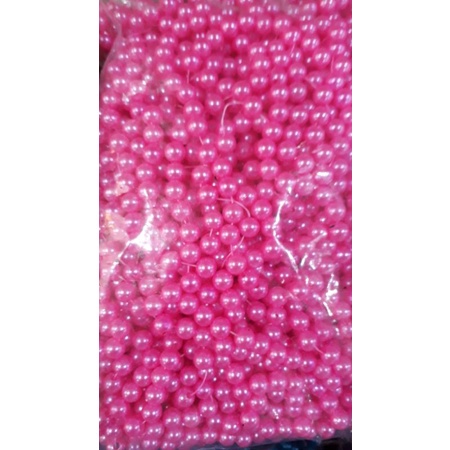 100gram Payet Mote Manik Mutiara Sintetis 8mm Bulat Besar Mutsin Berat Warna Pink